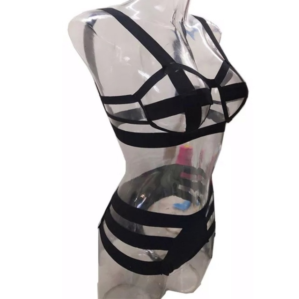 NWT Bondage Strappy Harness Bra Panty Set L - Picture 4 of 4